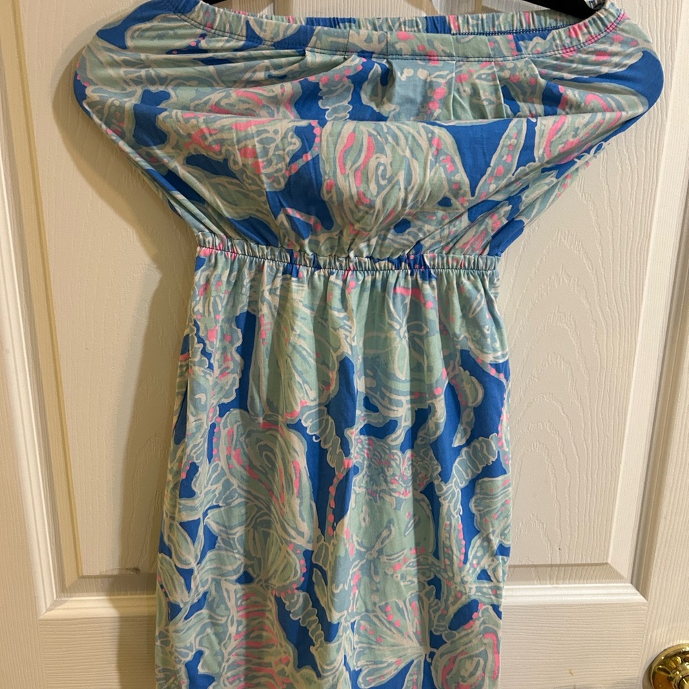 Lilly Pulitzer Strapless Dress in Blue and Pink